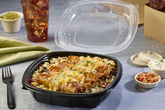 Deluxe Dual Color 9” x 9” Hinged Square Container | Sabert